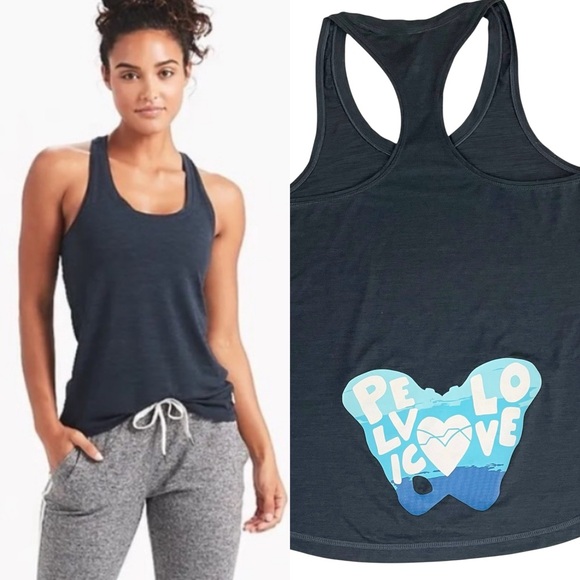 Vuori Lux Performance Racerback Tank Ink Heather Pelvic Love Graphic - Picture 13 of 13